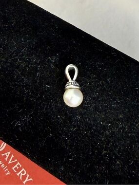 JAMES AVERY Sterling Silver Vintage Drop Pearl Pendant Charm; RETIRED